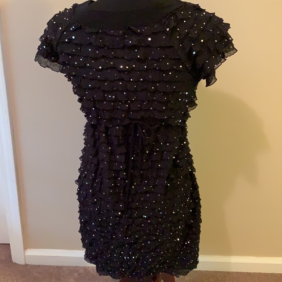 Girl’s Ruffle Sparkly Black Dress - Picture 3 of 5